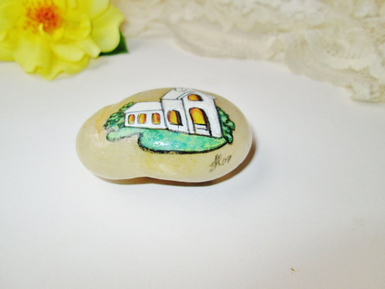 Hand Painted Rock Stone 2 Side Painted Church & Scripture Rock - Etsy