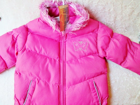 Fuchsia Pink Girls Coat Size 8 Ski Jacket Vintage… - image 1