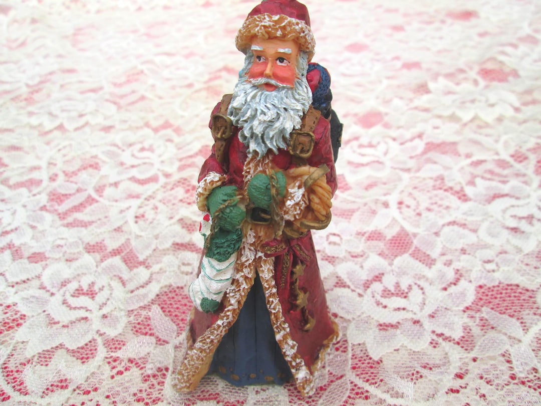 Vintage Old World Santa Claus Figure Father Christmas With Stocking ...