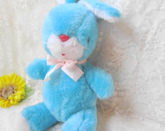 Plush Blue Bunny Rabbit Easter Bunny 17" Stuffed Animal Toy Easter Toy Easter Basket Filler Toy made in Korea