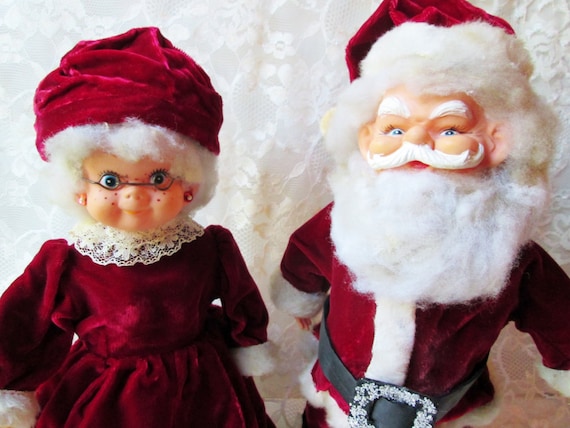 Santa & Mrs Claus Art Dolls Set Vintage OOAK Collectible Handmade