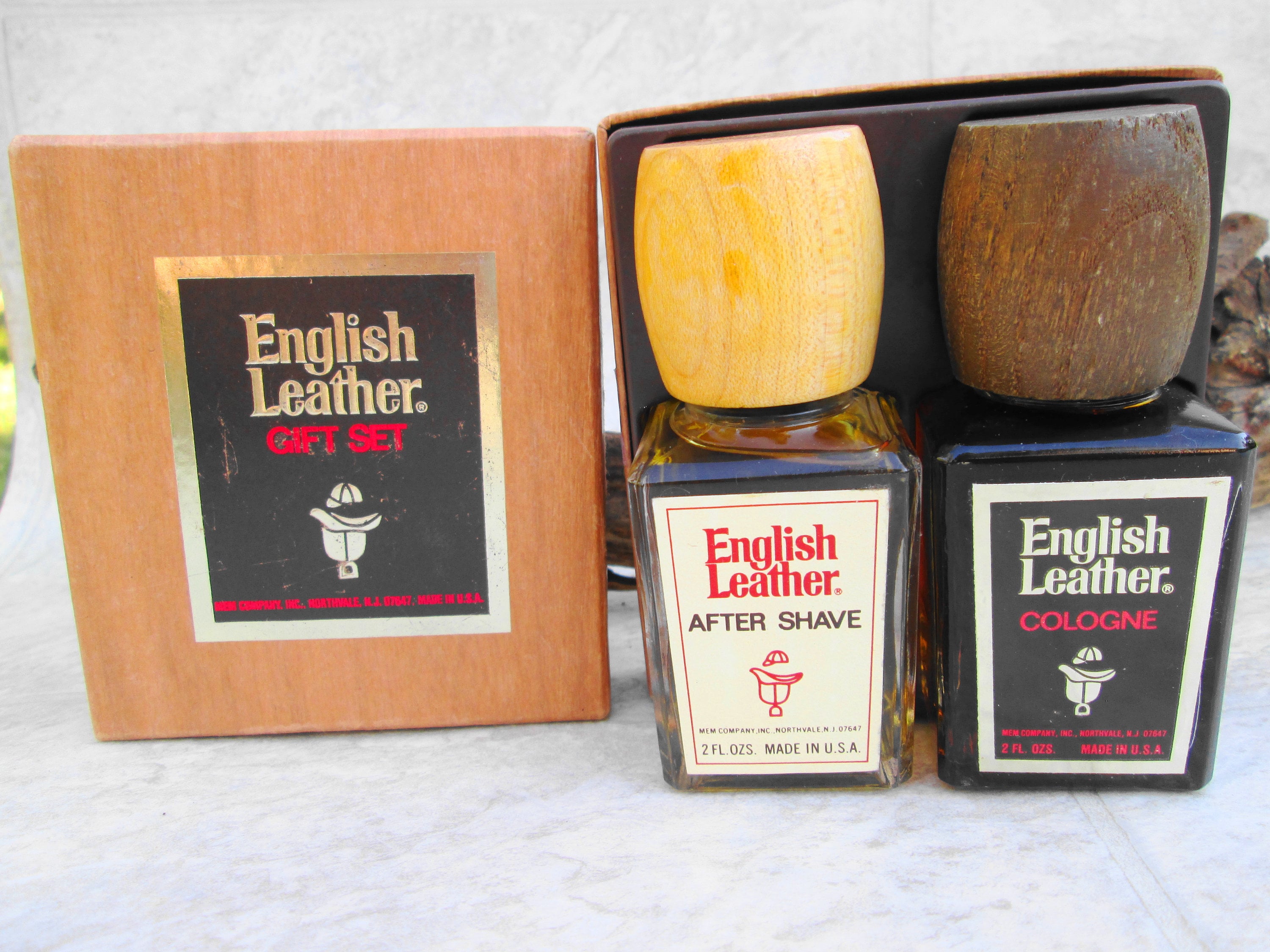 香水(男性用) Vintage English Leather Cambridge Set 3P Sale English Leather Aftershave & Cologne Gift Set NIB 2oz Bottles
