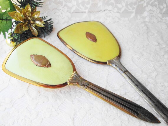 Vanity Set Hand Mirror Hair Brush Vintage Dresser Set Etsy