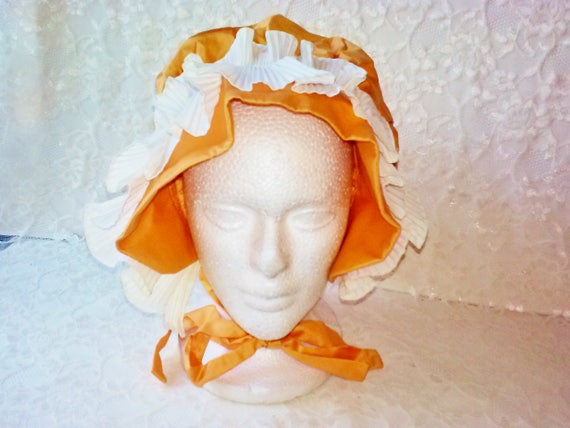 Orange Prairie Sunbonnet Vintage Adult Handmade B… - image 2