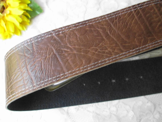 Brown Leather Wide Women's Belt Big Brass Buckle … - image 4