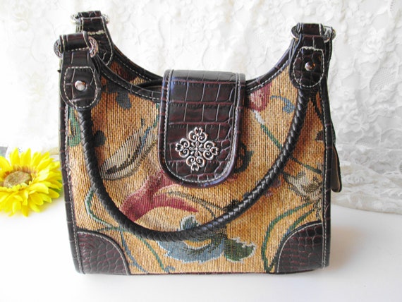 Floral Tapestry Purse Carpet Purse Handbag Brown … - image 1