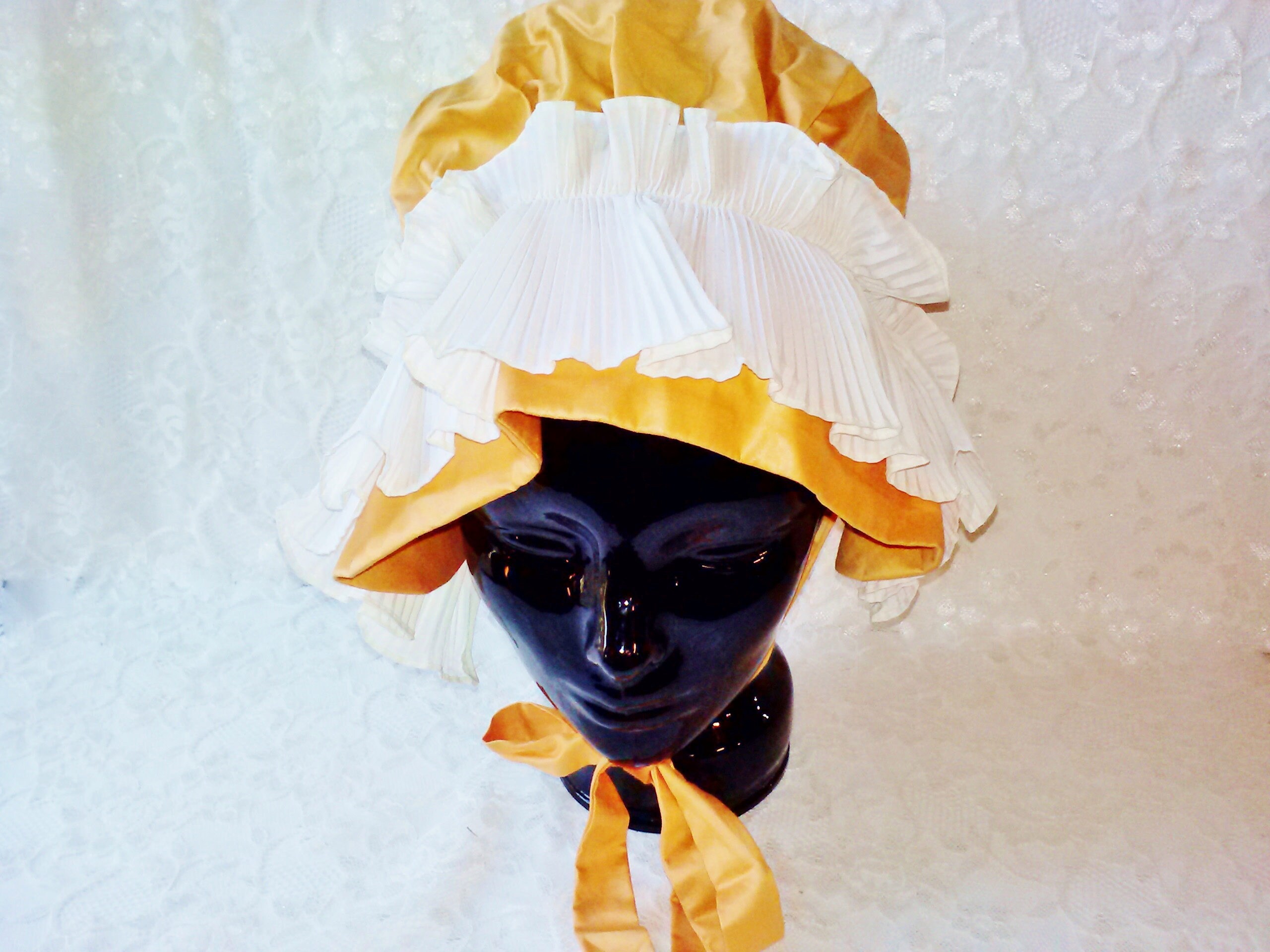 Orange Prairie Sunbonnet Vintage Adult Handmade Bonnet Women 
