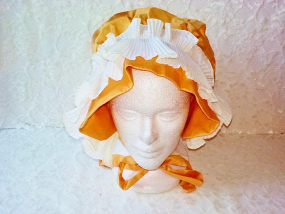 Orange Prairie Sunbonnet Vintage Adult Handmade B… - image 9