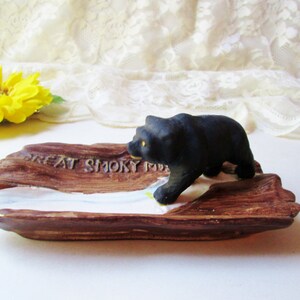 Black Bear Ashtray or Ring Coin Dish Vintage Great Smoky Mountains Tennessee Souvenir Bear Figure Ceramic Fairway Animal Nature Woodland