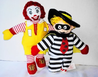 McDonalds Stuffed Clown Doll Toy Ronald McDonald Clown Doll only (Hamburgler Doll SOLD) Toy Vintage Collectible 9" tall Doll Like New Cond