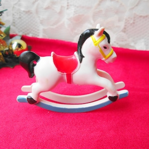 Miniature Rocking Horse Toy Small Doll House Rocking Horse Small Fairy Garden White Horse 2" tall Horse Figure