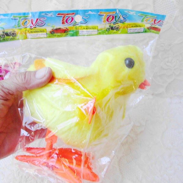 Wind Up Chick Big Plush Hopping Chick NIP Jumping Wind Up Hopping Chicken Easter Basket Toy Filler Hopping Chick Toy new in package