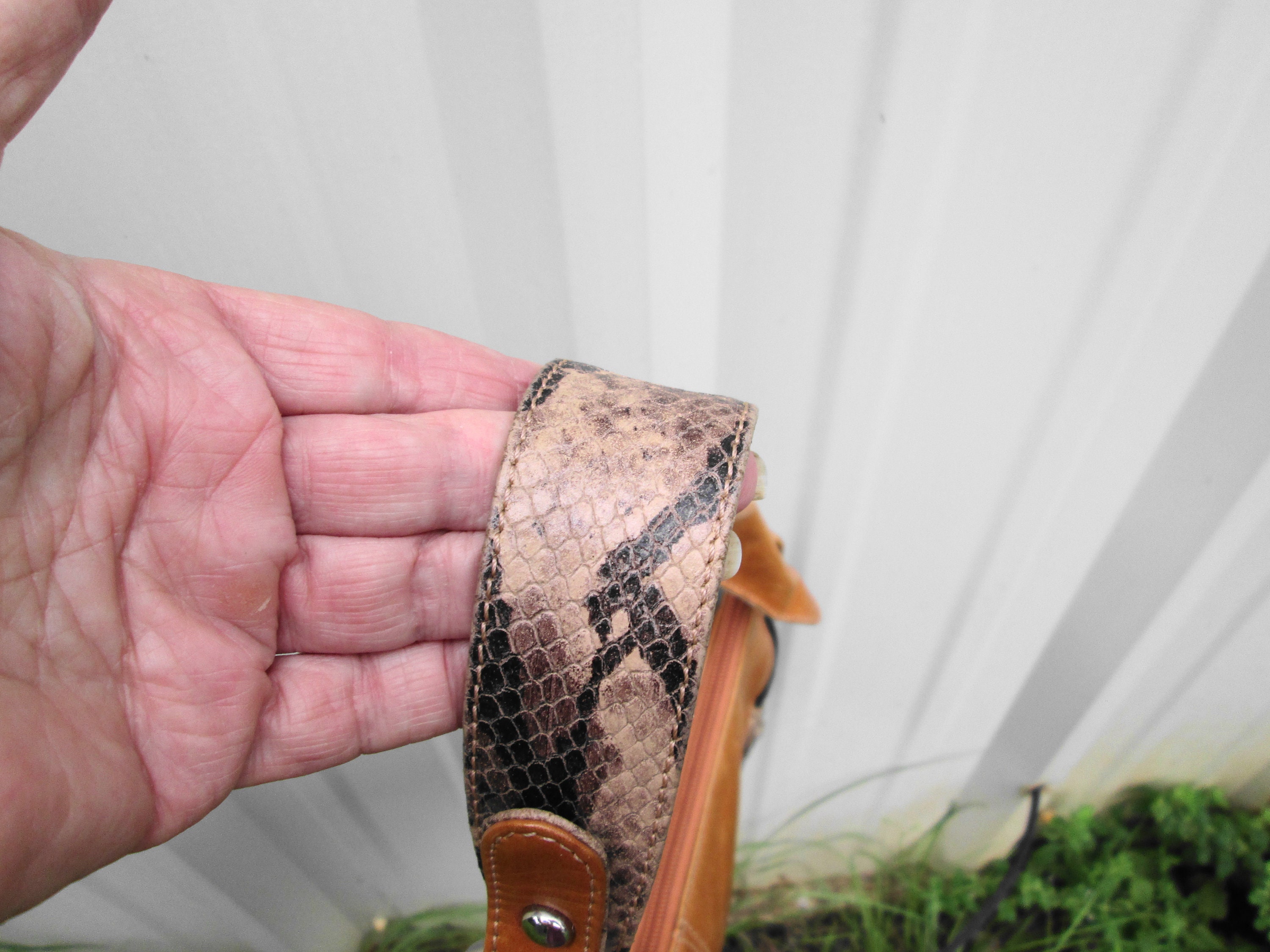 Vintage Snake Skin Purse Shoulder Strap Leather Purse Angelo Carbotti  Italian