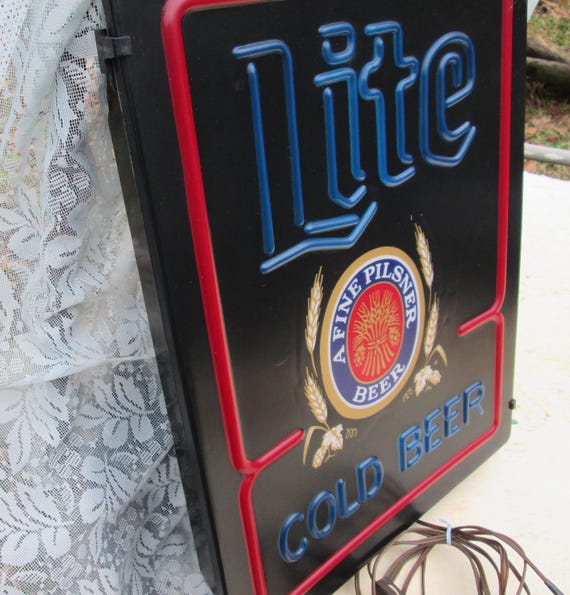 Large Lite Beer Neon Lighted Sign Miller Lite Pilsner Beer Bar Pub
