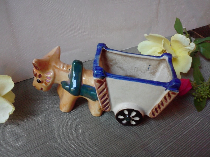 Donkey Pulling Cart Figurine Vase Planter Vintage Porcelain Etsy