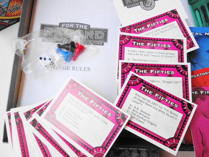 For The Record Rock Roll Trivia Game 50s 60s 70s Edition Etsy