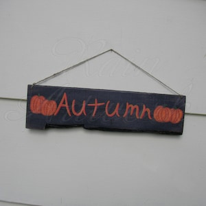 Primitive Folk Art Autumn Sign Original Fall Pumpkin Painting Halloween Decor
