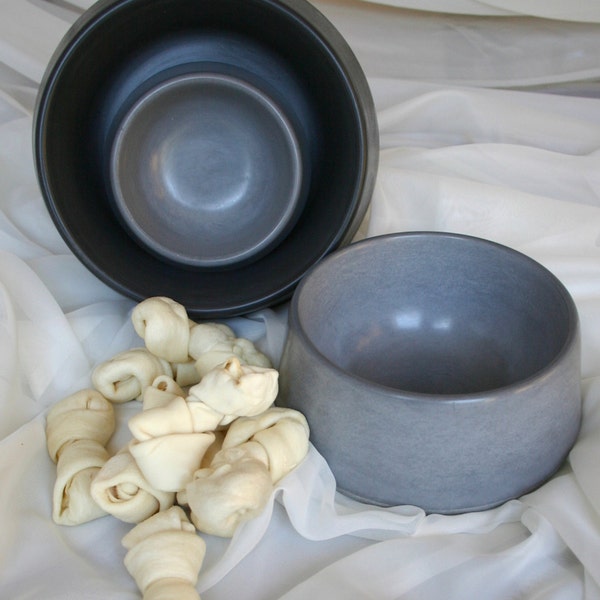 Concrete Dog Bowl, concrete pet bowl, concrete bowl-Large Gray, White or Black