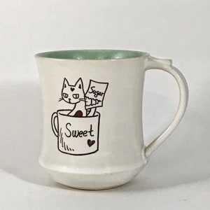 Mug Handmade Ceramic: Coffee cat - Sweet, Made to order