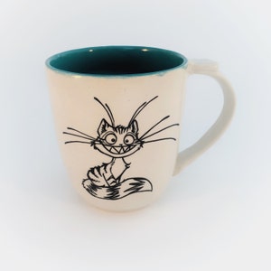 Mug Handmade Ceramic: Bianca Sly Cat, made to order