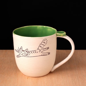 Taza de cerámica hecha a mano: Cat Spazz!, hecha a pedido
