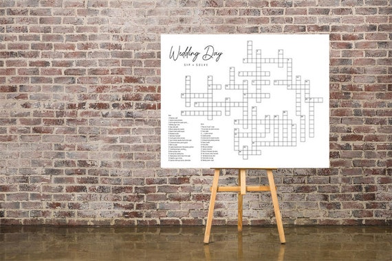 Wedding Crossword Puzzle: Cocktail Hour Rehearsal Dinner Game
