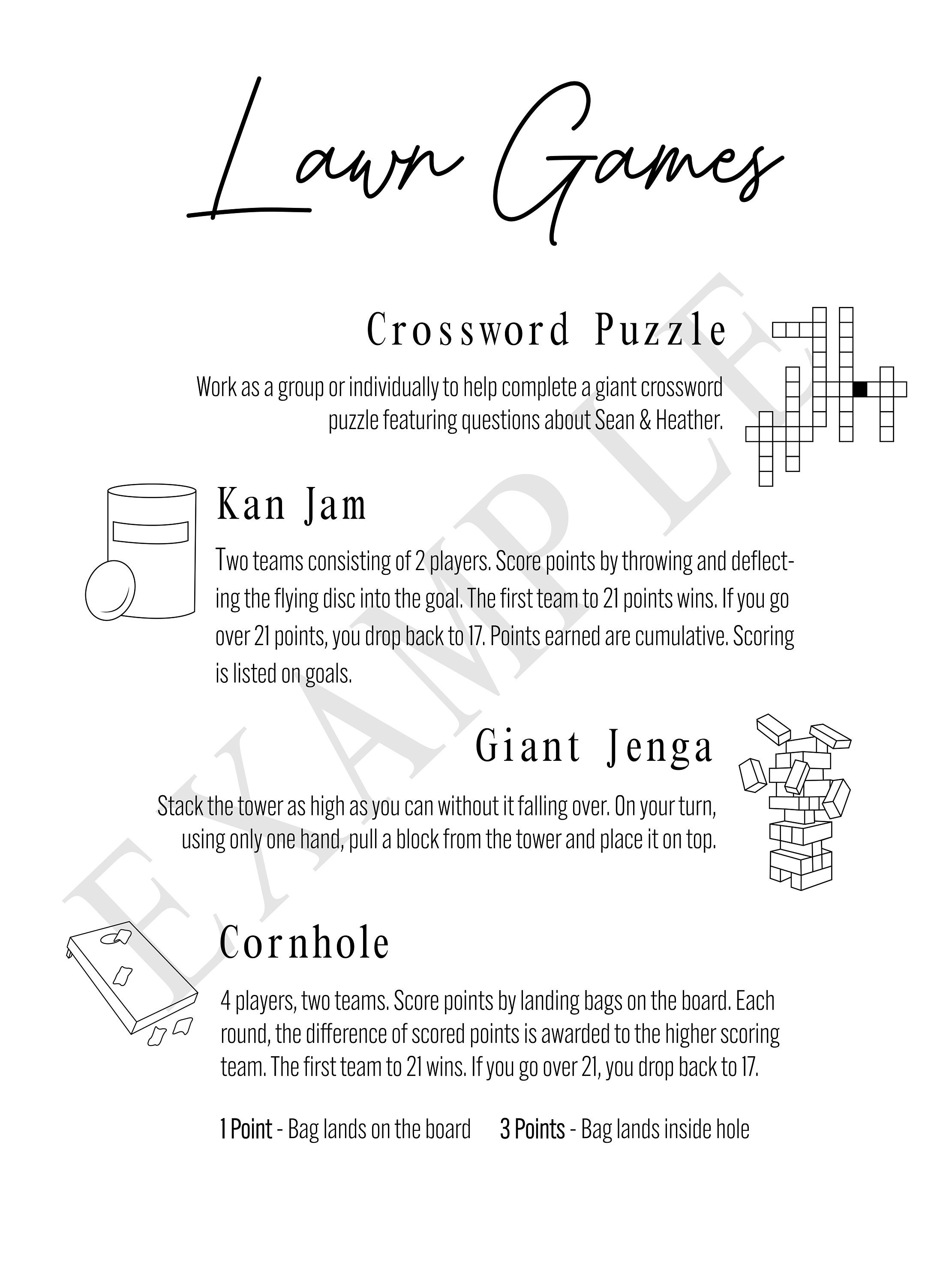 Lawn Game Sign Yard Game Sign Wedding Lawn Games Wedding Etsy