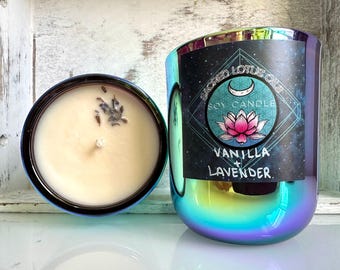 Lavender Vanilla Soy Candle – Hemp Wick – Hand-Poured, Eco Aromatherapy Candle