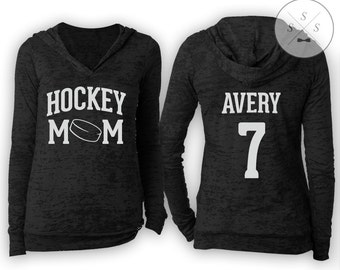Customized Hockey Mom Ladies' Burnout Hoodie