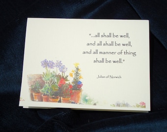 Julian of Norwich Card: Watercolor Floral Quote (4x5.5)