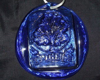 Vintage Blenko Tree Suncatcher, Cobalt Blue Glass Sun Catcher Ornament, Southside Tree