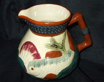 Antique Shorter and Son Fish and Seaweed Creamer, Majolica Milk Pitcher, Old English Table Ware