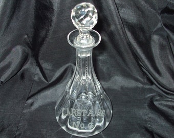 Antique Carstairs No 6 Decanter, Paneled Zipper Type Pattern, Unusual Old Vintage Glass Bottle with Stopper