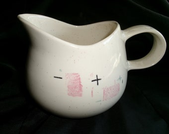 Vintage Tickled Pink Pitcher, Gravy Boat or Creamer, Vernon Metlox Poppytrail, MCM Speckled Pitcher