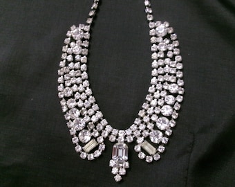 Vintage Art Deco Rhinestone Choker, Glamorous 1930s Style Costume Jewelry