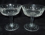 Vintage Waterford Champagne Saucers, Irish Crystal Pair in Lismore Pattern , Set of 2 Cut Glass Champagne Glasses, Elegant Stemware Glasses