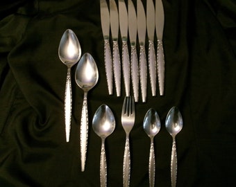 Vintage Venetia Pattern Knives, Fork, and Spoons, Community Stainless Steel Flatware by Oneida