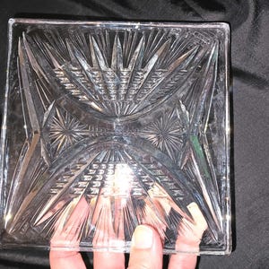 Vintage Crystal Cheese Plate or Trivet, Small Cut Glass Plate