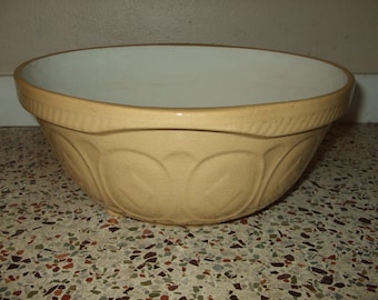 Vintage Large English Mixing Bowl, HTF Yellowware Old 12 in Mixing Bowl, Farmhouse Stoneware Country Decor, TG Green Yellow Ware Kitchen