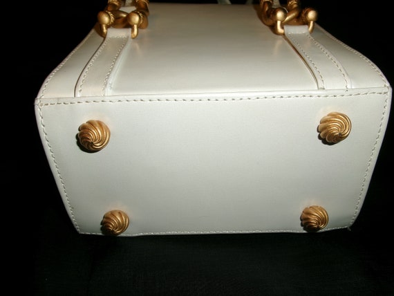 Vintage White Vicenza Satchel Box Bag, Small 1993… - image 10
