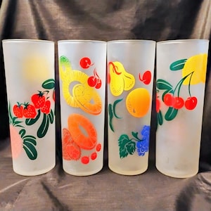 Vintage Frosted Fruit Glasses - Etsy