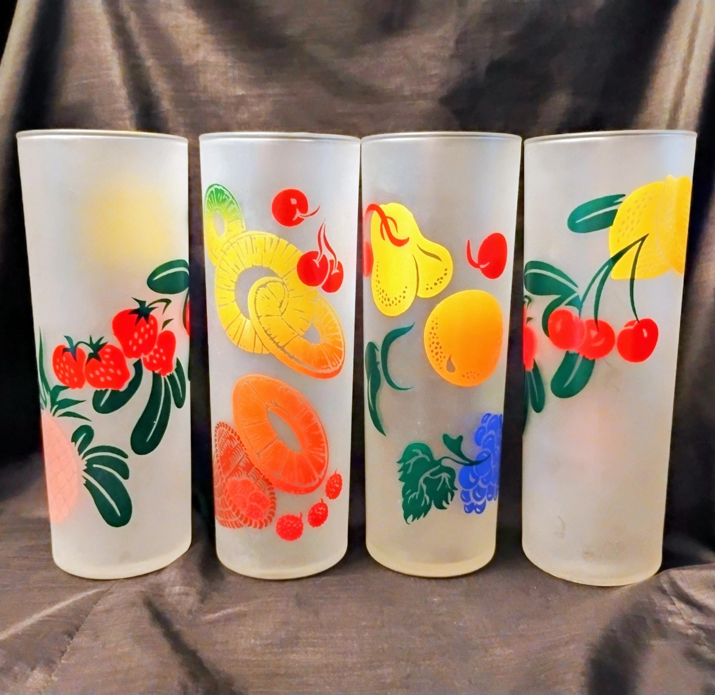 Vintage Frosted Fruit Glasses - Etsy