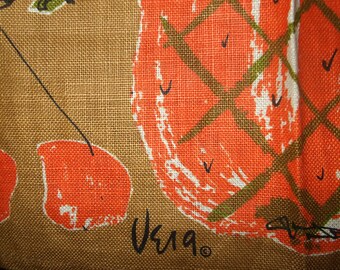 Vintage Vera Fruit Tea Towel, Retro Kitchen Linen With