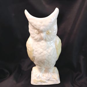 Vintage Belleek Owl Vase, Large Belleek Pottery Irish Porcelain 7th Mark