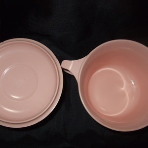 Vintage Texas Ware Pale Pink Melamine , Mid Century Modern Style, Melmac MCM Cup and Covered Sugar Bowl with Lid image 4