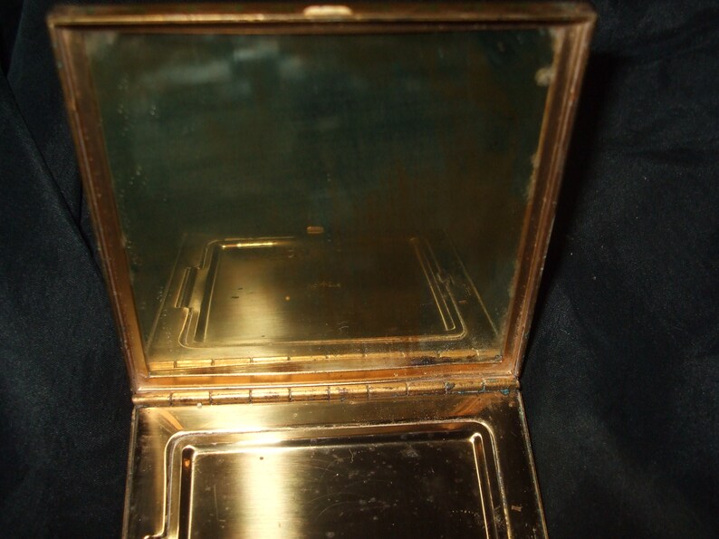 Vintage Volupte Miami Beach Map Compact HTF Unusual Mirrored Compact with decor by Gaige Tourist Attractions