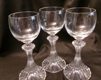 Vintage Mikasa The Ritz Cordial Glasses, Set of 3 Liquor or Cordial Stems, Elegant Textured Base, Art Deco Style