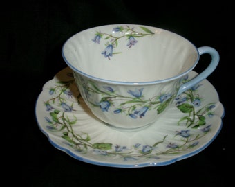 Vintage Harebell Pattern Shelley China Cup and Saucer, English Fine Bone China