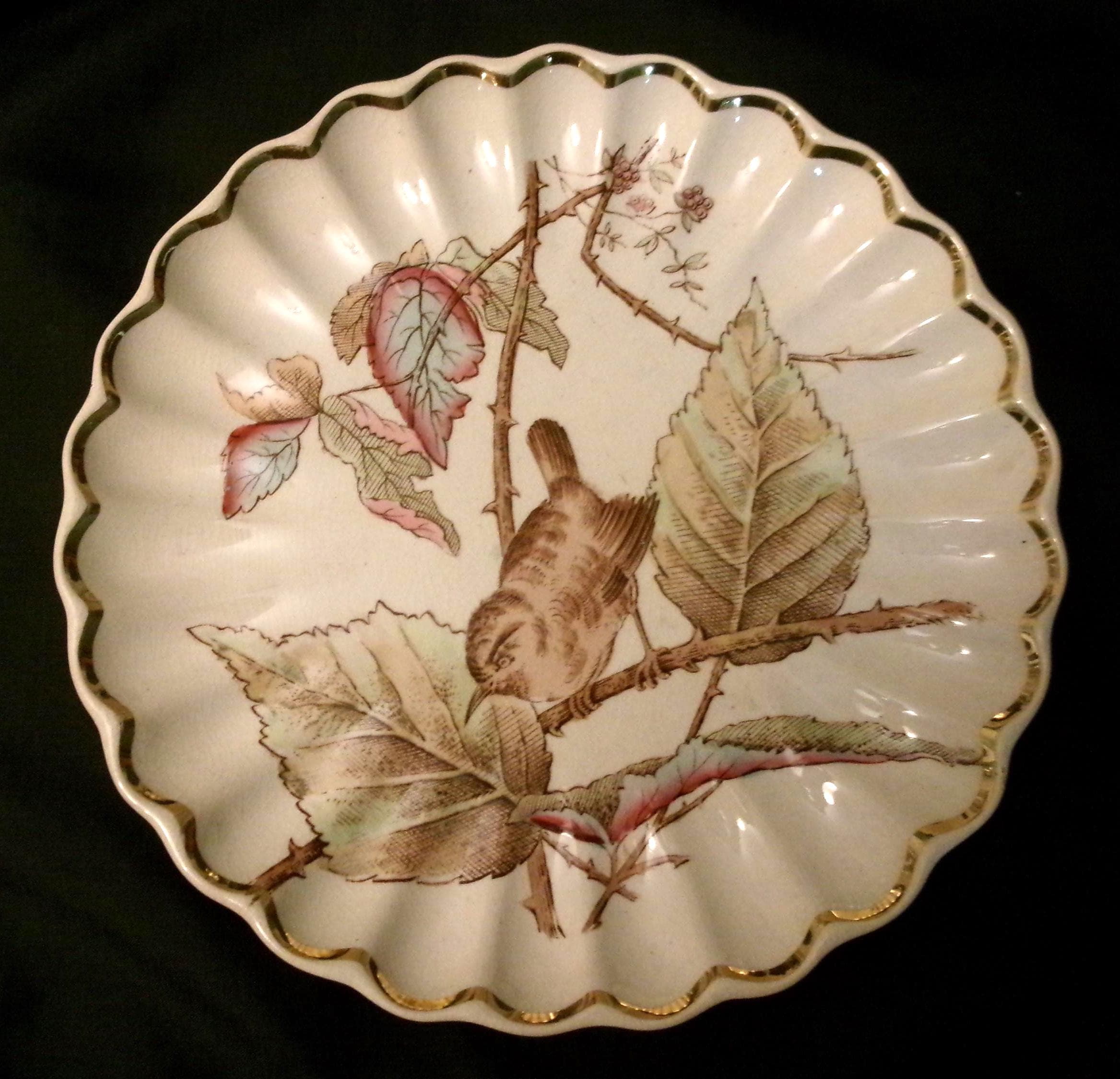 Antique Aesthetic Bird Motif Plate, Edge Malkin and Co, Circa