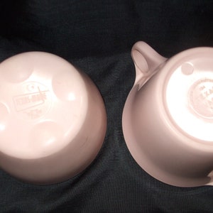 Vintage Texas Ware Pale Pink Melamine , Mid Century Modern Style, Melmac MCM Cup and Covered Sugar Bowl with Lid image 5
